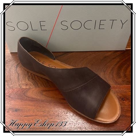  Shop Women's Sole Society Brown Size 9.5 Sandals at a discounted price at Poshmark. Description: Sole Society Womens Colvan Sandals Brown Leather Cutout Flat Heel Slip On 91/2. Excellent like new condition. Sold by gloriousgarb. Fast delivery, full service customer support. 